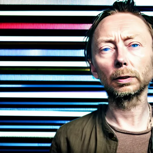 Image similar to thom yorke inside the center of a walmart is displayed for each of the twelve targets, it moves in a loop, the target turns black when a shot is fired at it, the black dot will appear at the same point in the next loop.