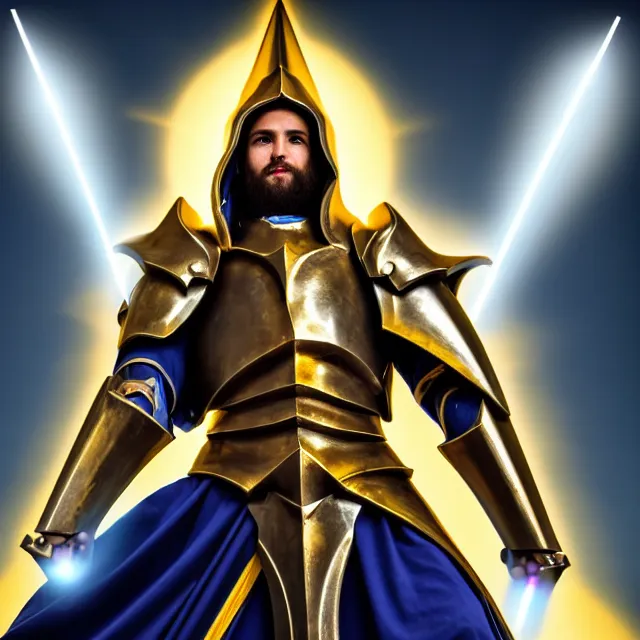 Image similar to photo of a holy paladin with light powers, highly detailed, 4 k, hdr, smooth, sharp focus, high resolution, award - winning photo