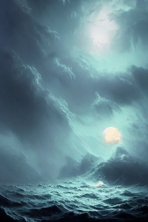 Prompt: A stunning detailed Shoggoth by Tomasz strzalkowski and Ivan Aivazovsky, stormy ocean, beautiful lighting, full moon, detailed swirling water tornado, artstation