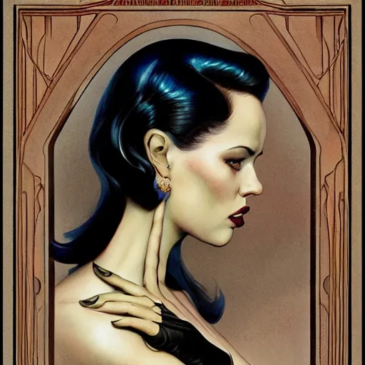 Prompt: a streamline moderne, ( art nouveau ), multi - racial portrait in the style of charlie bowater, and in the style of donato giancola, and in the style of charles dulac. intelligent, expressive eyes. symmetry, ultrasharp focus, dramatic lighting, semirealism, intricate symmetrical ultrafine ( ( dieselpunk ) ) background detail.