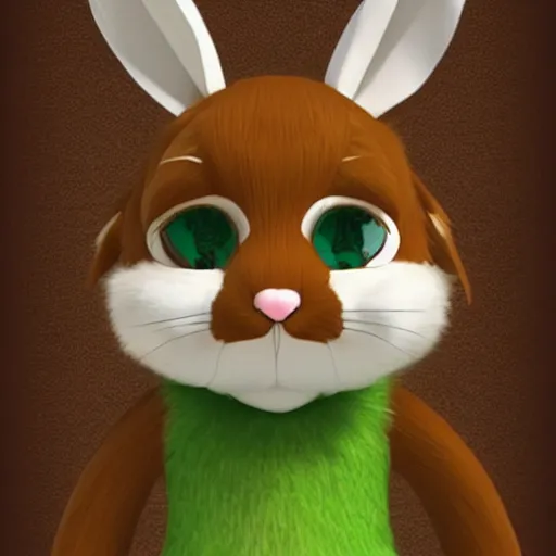 Prompt: little anthropomorphic bunny, green eyes, light brown fur, light hair, wlop