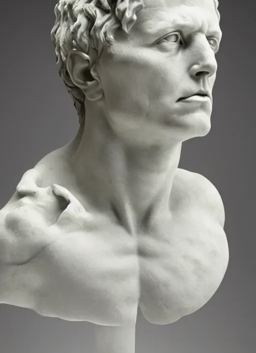 Image similar to photo of a marble bust sculpture of elon musk as a cyclops from ancient greece by michelangelo