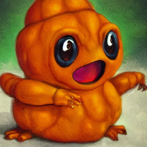 Prompt: onion charmander portrait, baroque painting, elated gaunt onion head