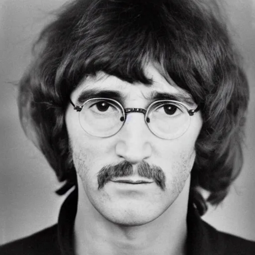 Prompt: a man who is a genetic combination of john lennon and paul mccartney and george harrison and ringo starr, face and upper - body focus, detailed eyes, photograph taken in 1 9 6 9, award winning photograph