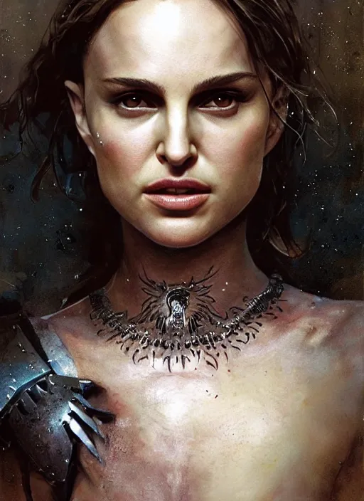 Image similar to young natalie portman, legendary warrior, fighter, lord of the rings, tattoos, decorative ornaments, battle armor, carl spitzweg, ismail inceoglu, vdragan bibin, hans thoma, greg rutkowski, alexandros pyromallis, cute, perfect face, detailed, sharply focused, centered, rule of thirds, photorealistic shading