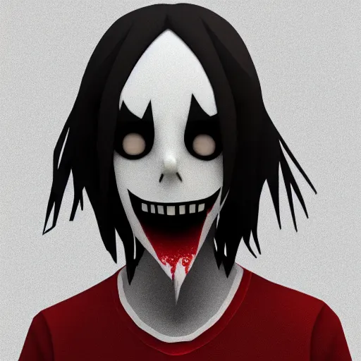 Image similar to low polygon jeff the killer on a white background, isometric, ultra hd, octane render