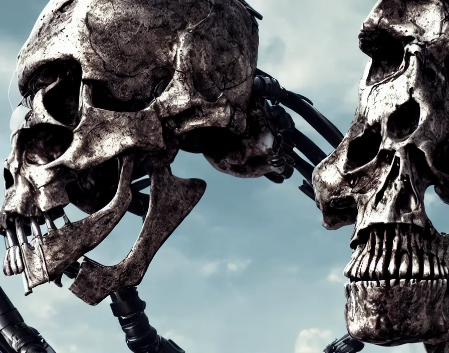 Prompt: terminator skull, realistic metal skull, realistic metal, beautiful texture, beautiful graphics, fantasy artwork, very beautiful scenery, hd, hdr, ue 5, ue 6, unreal engine 5, cinematic 4 k wallpaper, 8 k, ultra detailed