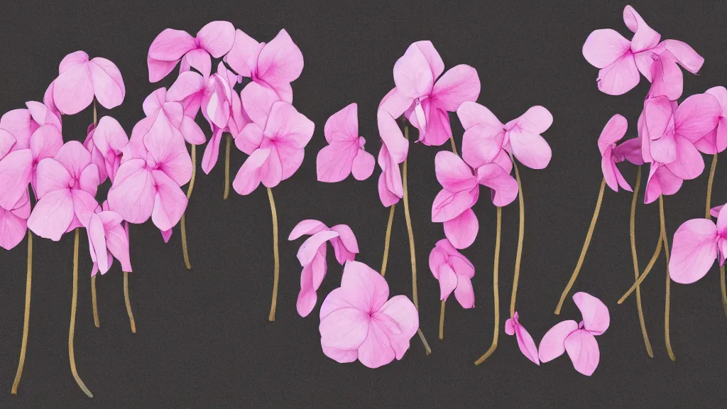 Image similar to photorealism unacceptable inky cyclamen