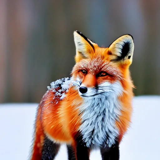 Image similar to a picture of a red fox in the snow