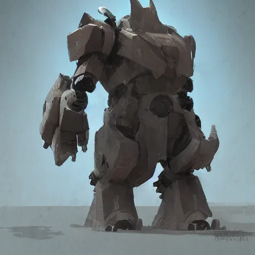 Image similar to robot rhino in the style of greg rutkowski and craig mullins