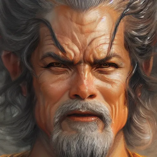 Prompt: san goku as a realistic fantasy d & d character, closeup portrait art by donato giancola and greg rutkowski, realistic face, digital art, trending on artstation