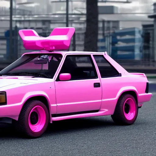 Prompt: pink toyota hachiroku ae 8 6, real photo, posed, full body, instagram photo, zbrush sculpt, octane render, houdini, vfx, cinematic atmosphere, 8 k, unreal engine 5, ultra detailed, photorealistic, ultra realistic