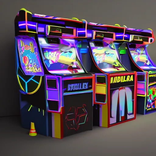 Prompt: polybius arcade cabinet, octane render, RTX, hyper realistic, Cinematic