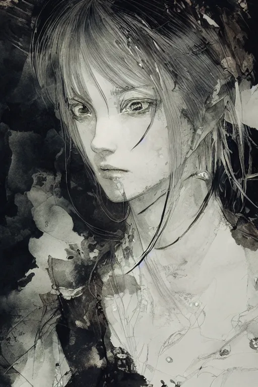 Image similar to portrait of anime woman, pen and ink, intricate line drawings, by craig mullins, ruan jia, kentaro miura, greg rutkowski