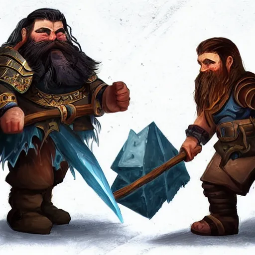 Image similar to fierce bearded dwarf, doubleaxe, ice, long hair, DnD art, epic fantasy style art, fantasy epic digital art, epic fantasy art, hearthstone style art