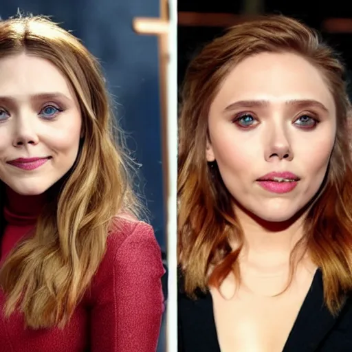 Image similar to elizabeth olsen mixed with scarlett johansson