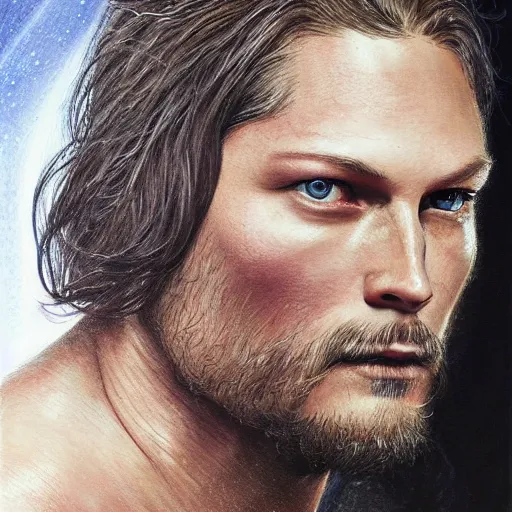 Prompt: Portrait of Travis Fimmel as a sith lord from star wars, full body image, artwork by artgerm, Luminism, Behance HD, medievil spear, broad sword, D&D, extraordinary phenomenon, fantasy, intricately detailed, elegant, digital painting, smooth, sharp focus, art by Greg Rutkowski, art by Ruth Asawa, art by Stephan Martiniere, art by Ted Nasmith, art by H.R. Giger