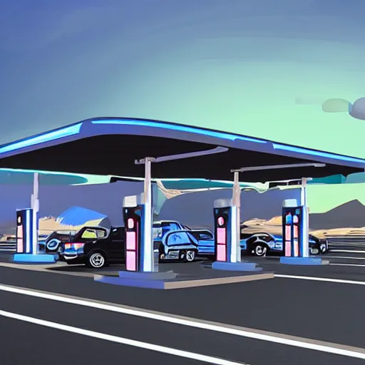 Image similar to mobile fuel station, futuristic art