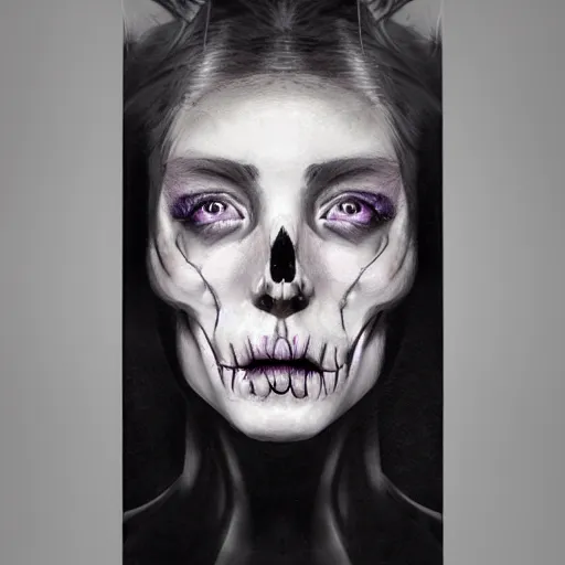 Image similar to portrait skull girl by petros afshar, hyper real, leng jun and singer sargent