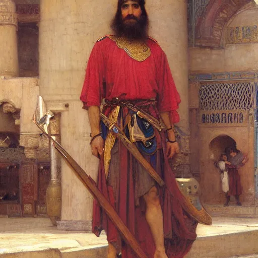 Prompt: orientalist portrait of a knight standing in a market intricate artwork by john william waterhouse and Edwin Longsden Long and Theodore Ralli and Henryk Siemiradzki. trending on artstation, very coherent symmetrical artwork high detail 8k