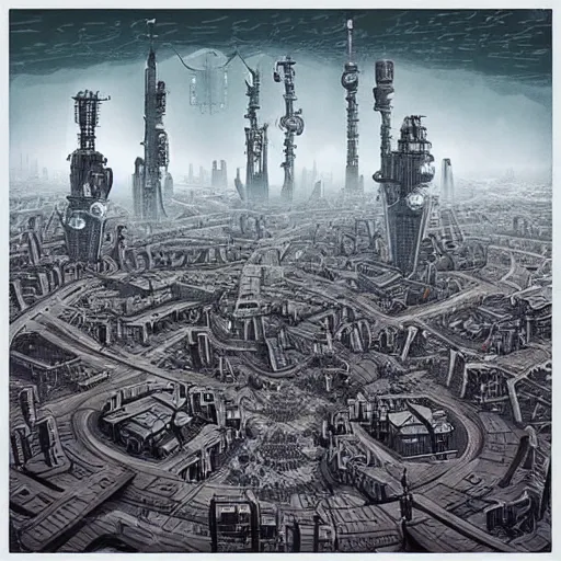 Image similar to dystopian soviet city in futuristic aesthetics, made by Joe Fenton
