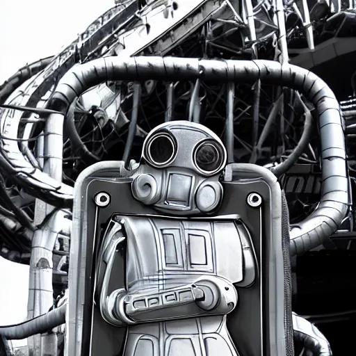 Prompt: A photo of a Cyberman on a rollercoaster