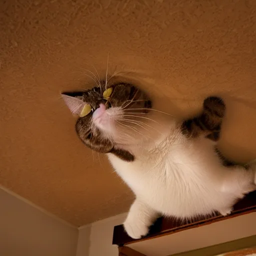 Prompt: ceiling cat looking at you from above