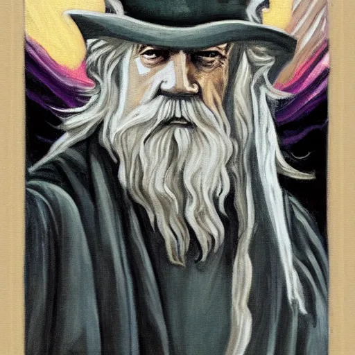 Image similar to gandalf as art deco, painting