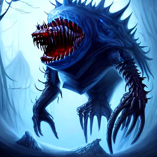 Image similar to dnd monster concept art, deviant art, the thing from the sleeping depths, 4 k masterpiece digital