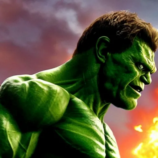 Image similar to tom holland as the hulk