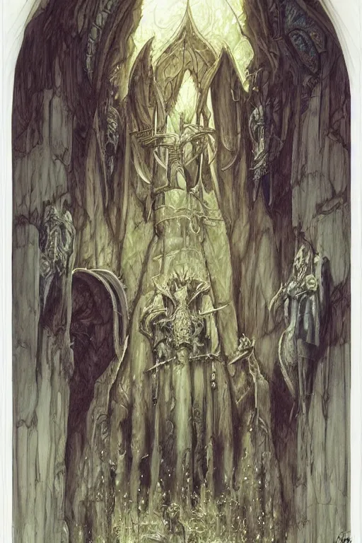 Image similar to art by john howe of shade rangers and demon diplomat - clerics.