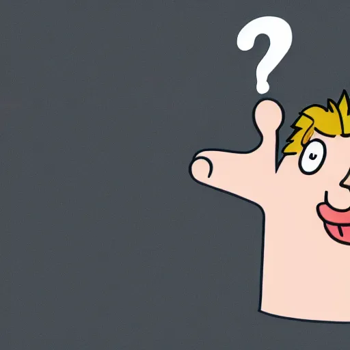 Image similar to a simple sketch of a cartoon man holding a question mark with a puzzled expression, on a pure white background