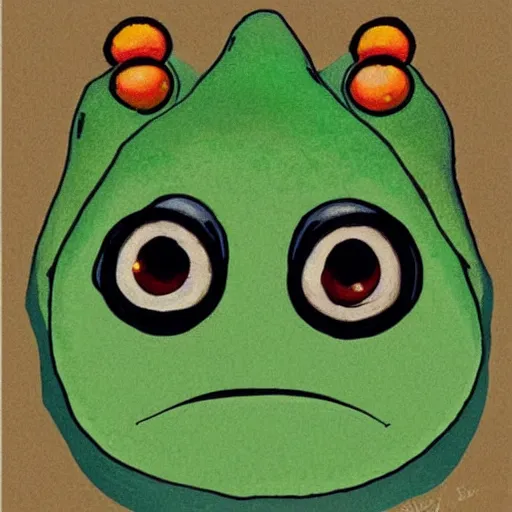 Prompt: cute frog portrait, Ghibli style