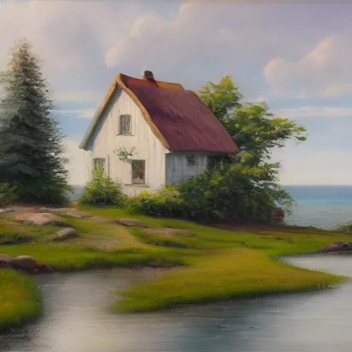 Image similar to cottage aesthetic, oil painting, pale colors, high detail, 8 k, wide angle, trending on artstation,