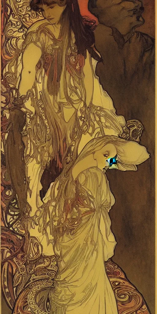 Image similar to waitress, alfonse mucha