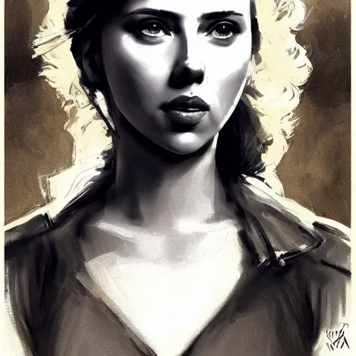 Image similar to detailed portrait of scarlett johansson as young nadezhda krupskaya, colourised, face portrait, epic, tragic, military art, fantasy, dieselpunk, hd shot, digital portrait, beautiful, artstation, comic style, by artgerm, guy denning, jakub rozalski, magali villeneuve and charlie bowater