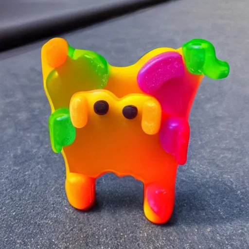 Prompt: dog made of gummy