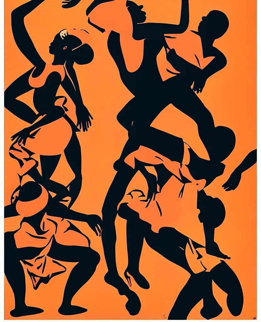 Prompt: a collage of a man and a woman dancing, a poster by robert colescott, behance, black arts movement, poster art, concert poster, artwork