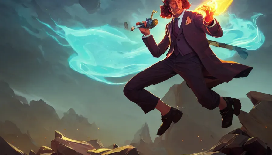 Prompt: full body portrait of saul goodman, solo, league of legends champion splash art, legal office, in - frame, photorealistic facial features, right side composition, art by pete mohrbacher and guweiz and ilya kuvshinov, highly detailed, intricate, sharp focus, unreal engine 5, 4 k uhd