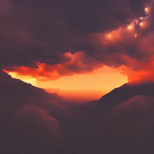 Image similar to I live between heaven and hell, landscape