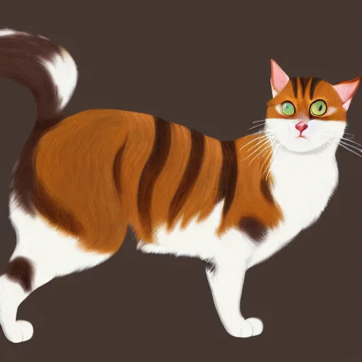 Prompt: a calico cat, gilded illustration, trending on artstation