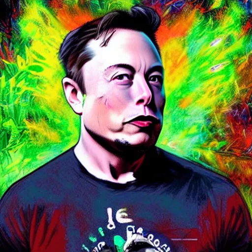 Prompt: “ elon musk trying dmt on joe rogan podcast, psychedelic, photorealistic ”