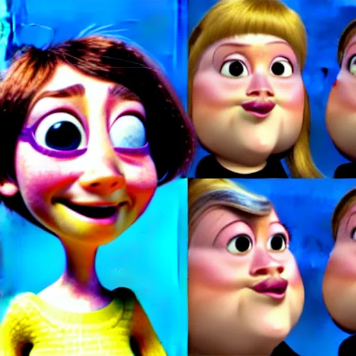 Image similar to pixar character transgender woman with down syndrome