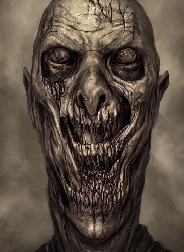 Image similar to a face portrait of a older man as an undead ghoul from skyrim, fantasy setting, beautiful face, serene colors, soft lighting, atmospheric, cinematic, moody, in the style of diego koi, gina heyer, luiz escanuela, art by alyssa monk, hyperrealism, rule of thirds, golden ratio, oil on canvas, 8 k