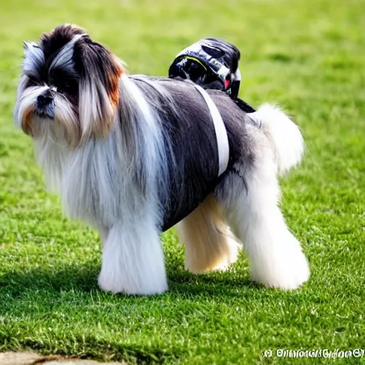 Image similar to shi tzu leading an army of dogs