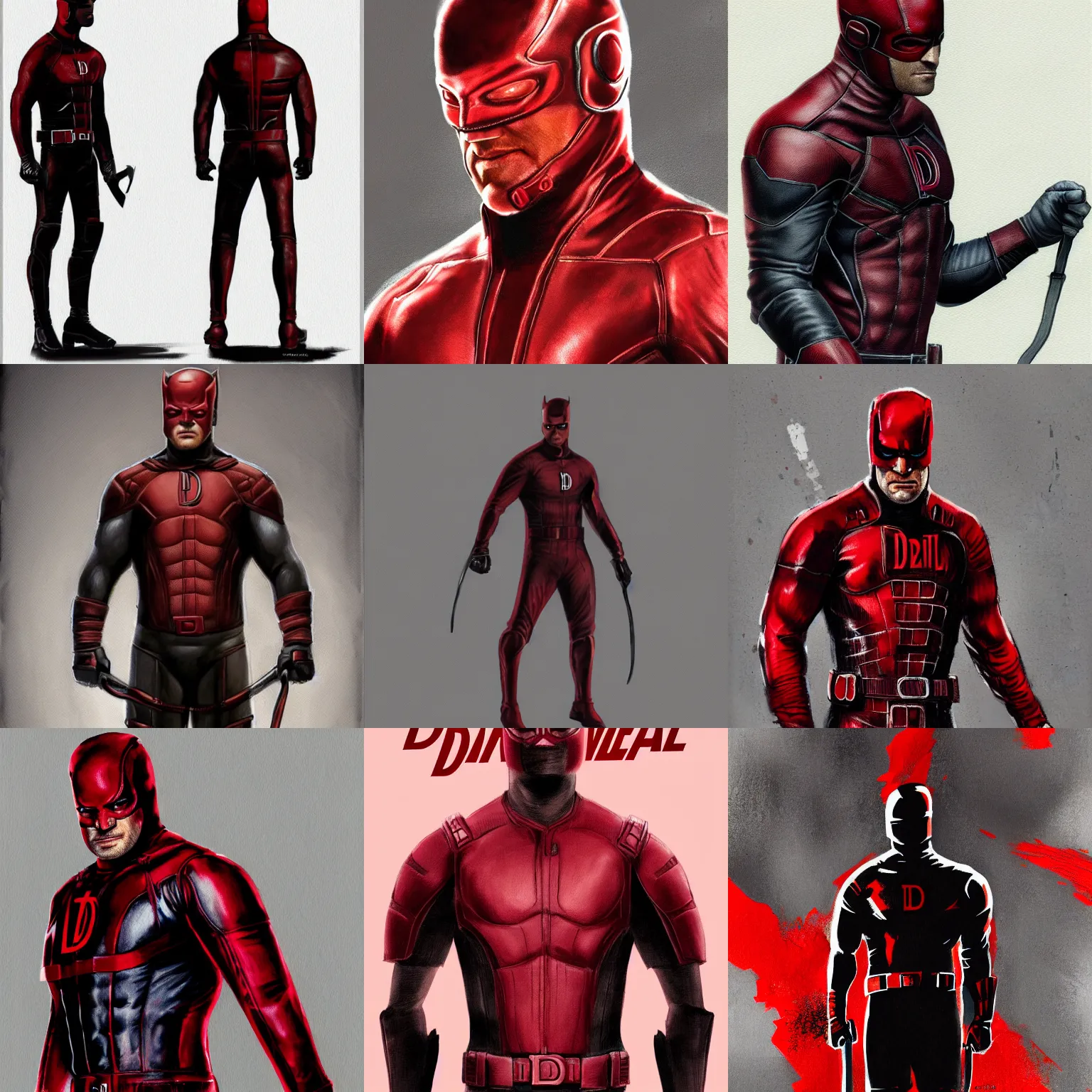 Prompt: daredevil leather suit painting concept art 4 k