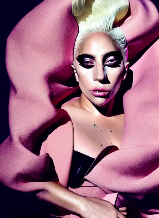 Prompt: lady gaga vogue photoshoot by nick knight editorial studio lighting Highly realistic. High resolution. Highly detailed. Dramatic. 8k.4k.