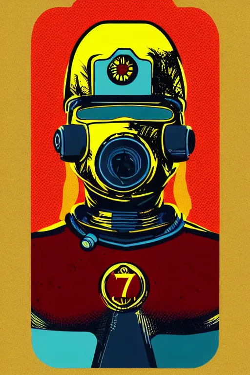 Image similar to fallout 7 6 retro futurist illustration art by butcher billy, sticker, colorful, illustration, highly detailed, simple, smooth and clean vector curves, no jagged lines, vector art, smooth andy warhol style