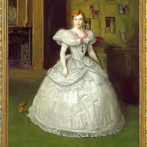 Image similar to princess peach as an 1 8 th century noblewoman, super mario bros, painted by john everett millais