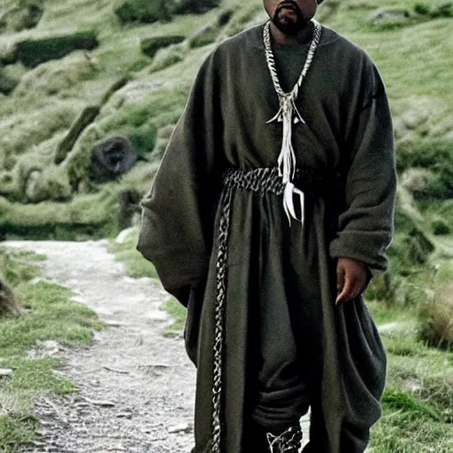 Image similar to kanye west on a quest in lord of the rings